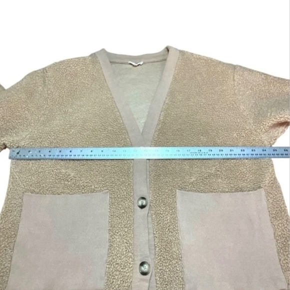 Aaron & Amber Cotton Sherpa Button Front Jacket / Cardigan Patch Pockets US Sz L - Picture 5 of 8